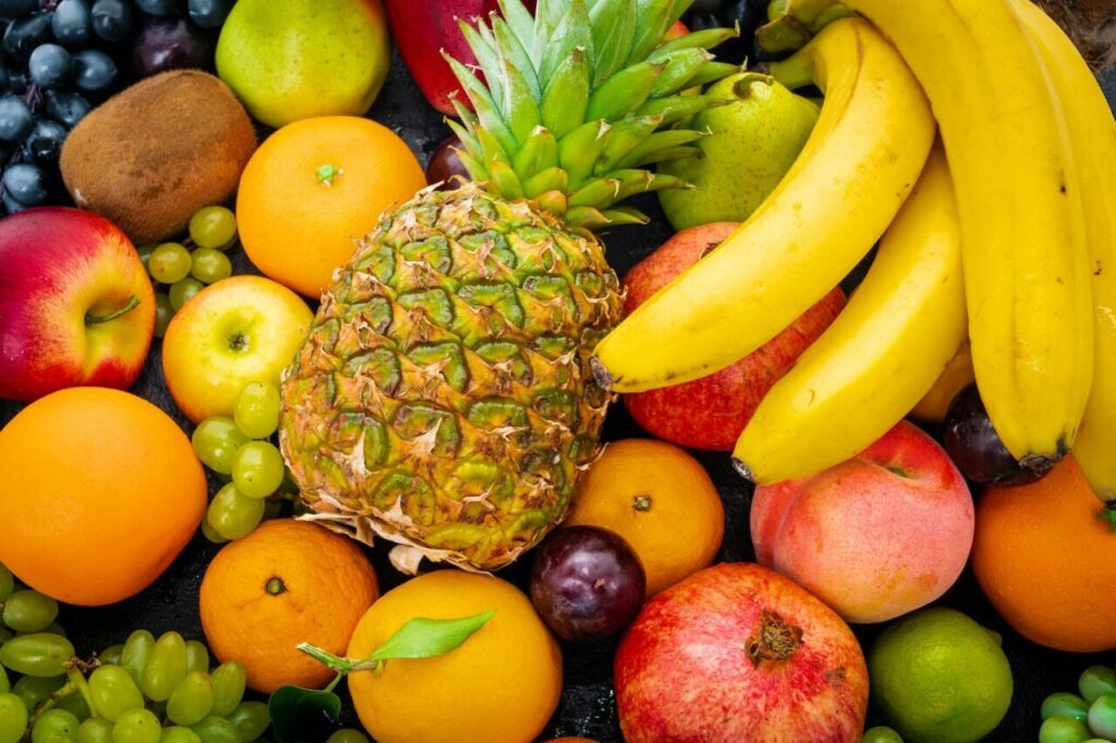 Organic food background. different fruits